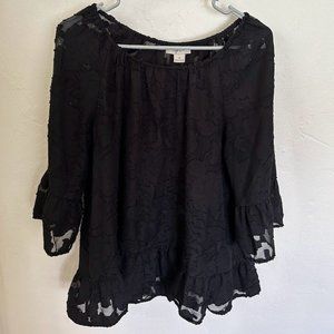Black Floral Work Blouse